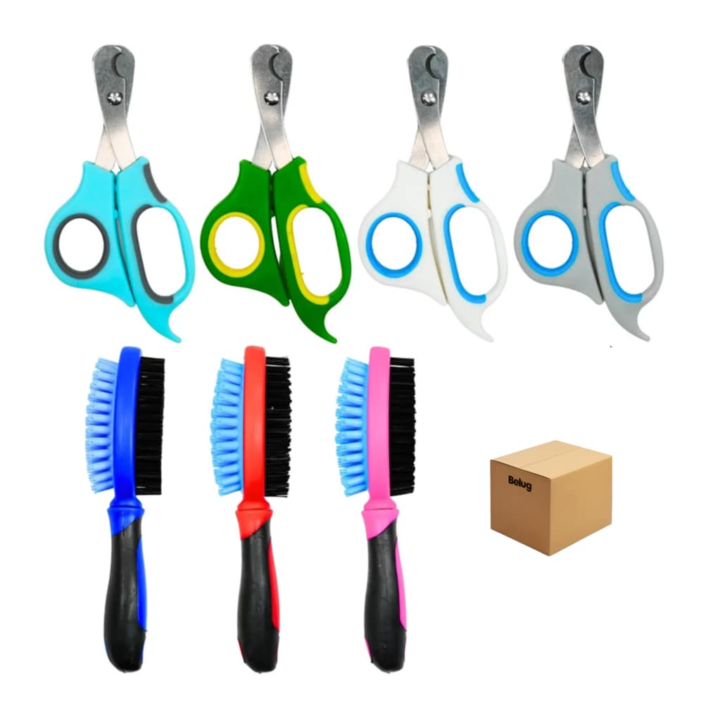 Kit Cepillo Y Tijeras Mascota 7pz Belug  Colores $439