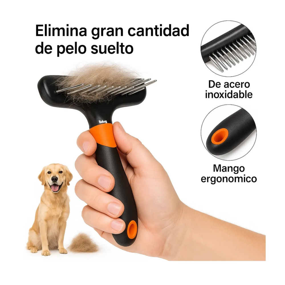 Foto 3 pulgar | Cepillo Deslanador Mascotas Belug  Negro Naranja