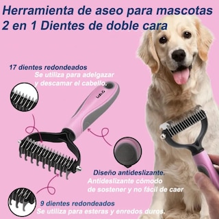 Foto 2 | Cepillo Deslanador Peine Para Mascotas Y Guante Quita Pelo Lab.g Rosa
