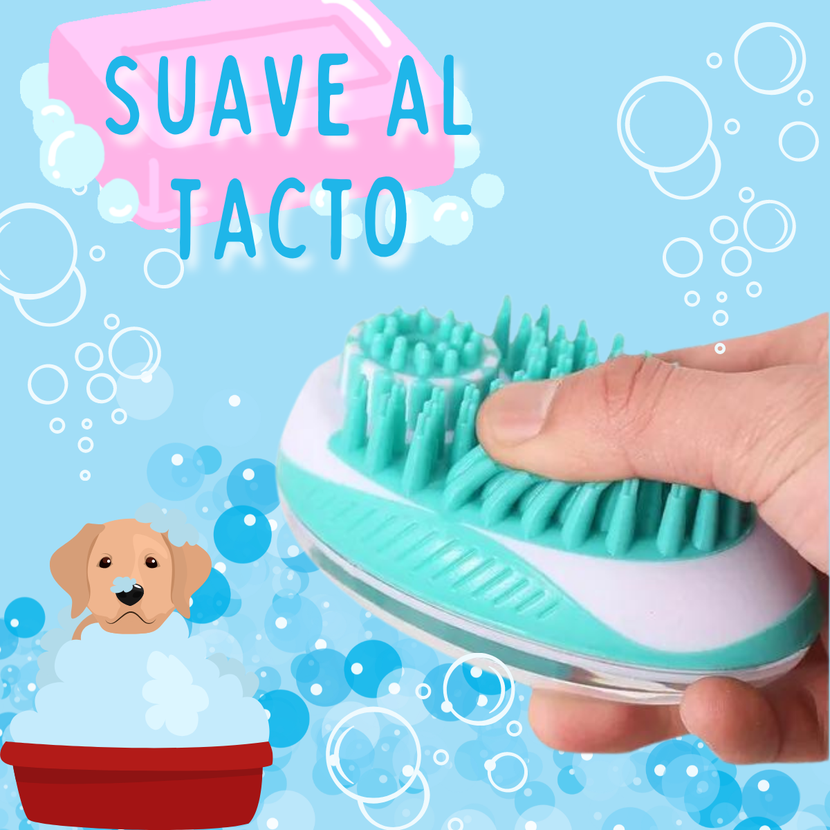 Foto 3 pulgar | Cepillo Dispensador Jabón Para Baño Mascotas Perros