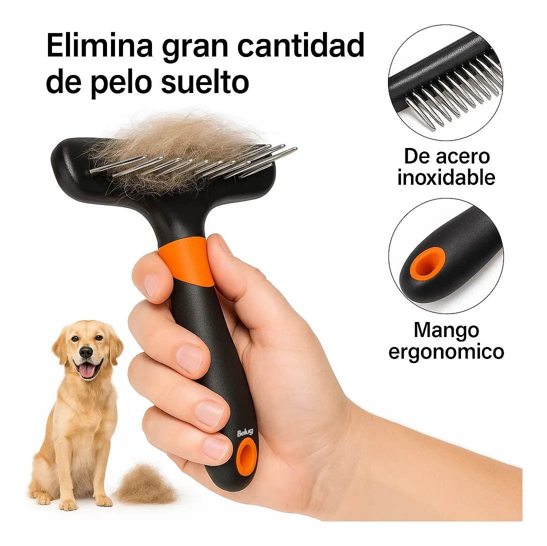 Foto 4 pulgar | Cepillo Deslanador Belug Mascotas Negro Naranja