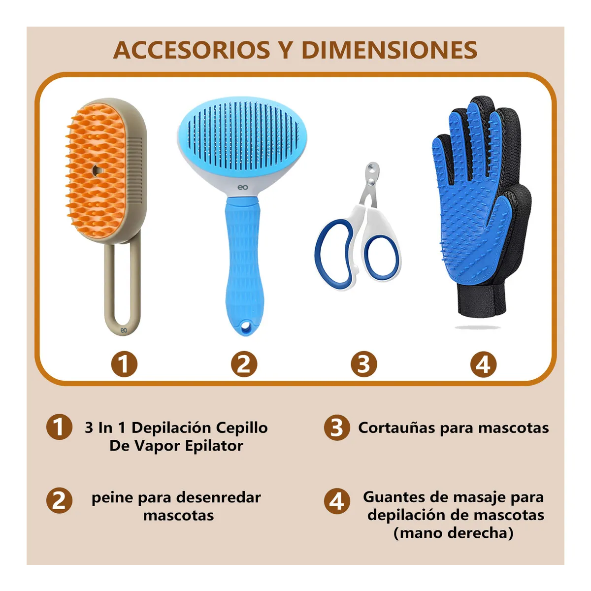 Foto 3 pulgar | Kit de Cepillos para Perros 4 Piezas