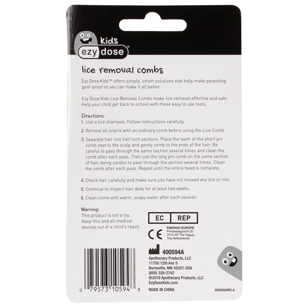Foto 3 | Comb Ezy Dose Kids Para Piojos Y Huevos De Acero Inoxidable  Paquete De 2 - Venta Internacional.