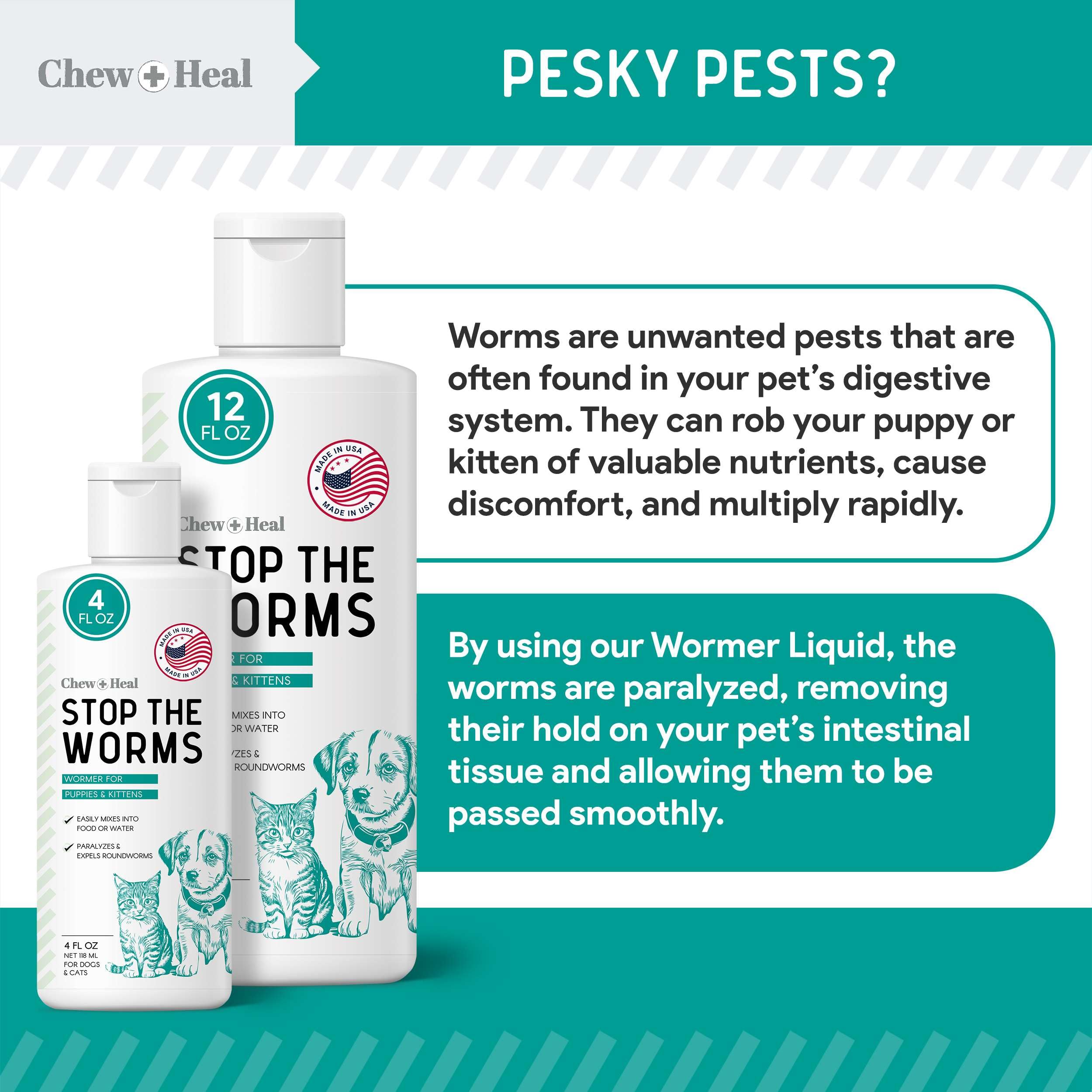 Foto 6 | Líquido Antiparasitario Dewormer Chew + Heal  355 Ml  Para Perros Y Gatos - Venta Internacional.
