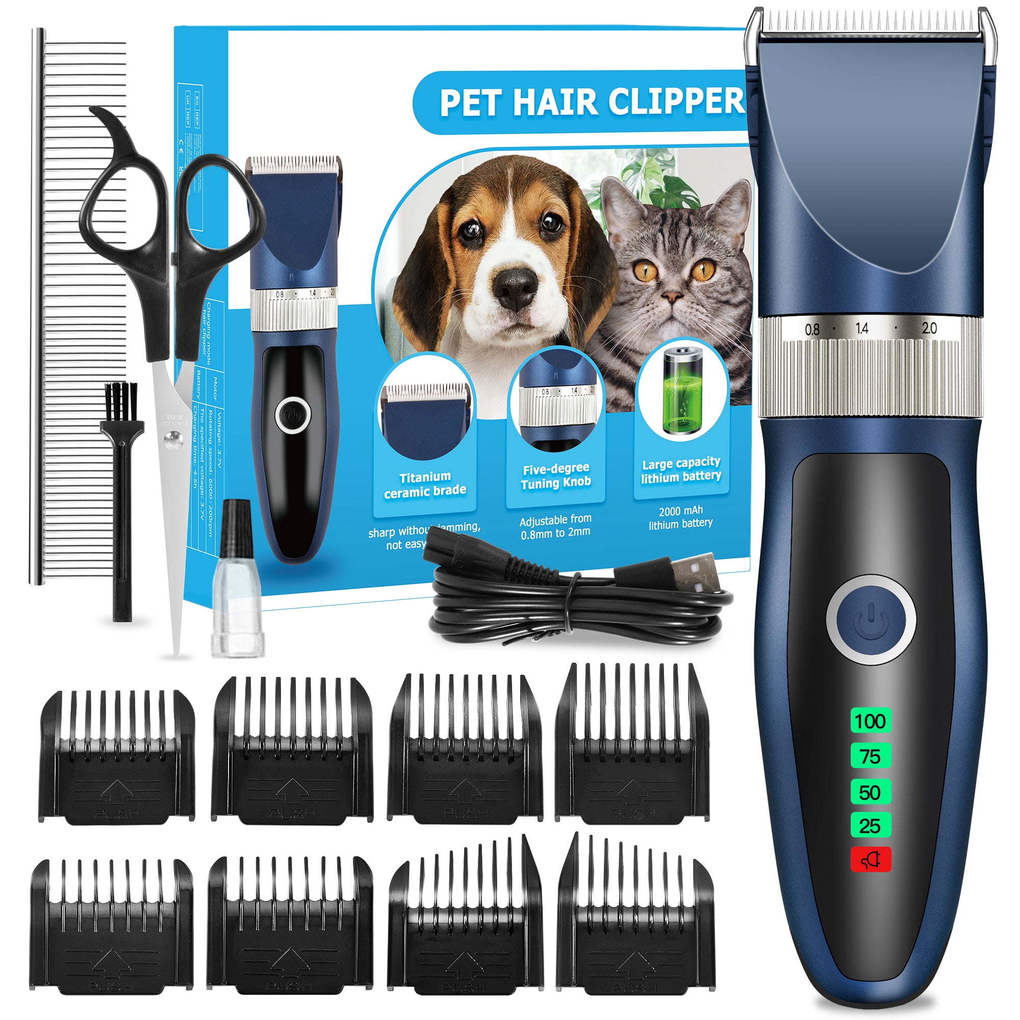 Foto 2 pulgar | Set De Cortapelos Eléctrico Silencioso Para Mascotas Con 8 Peines Guía Para Perros Y  - Venta Internacional.