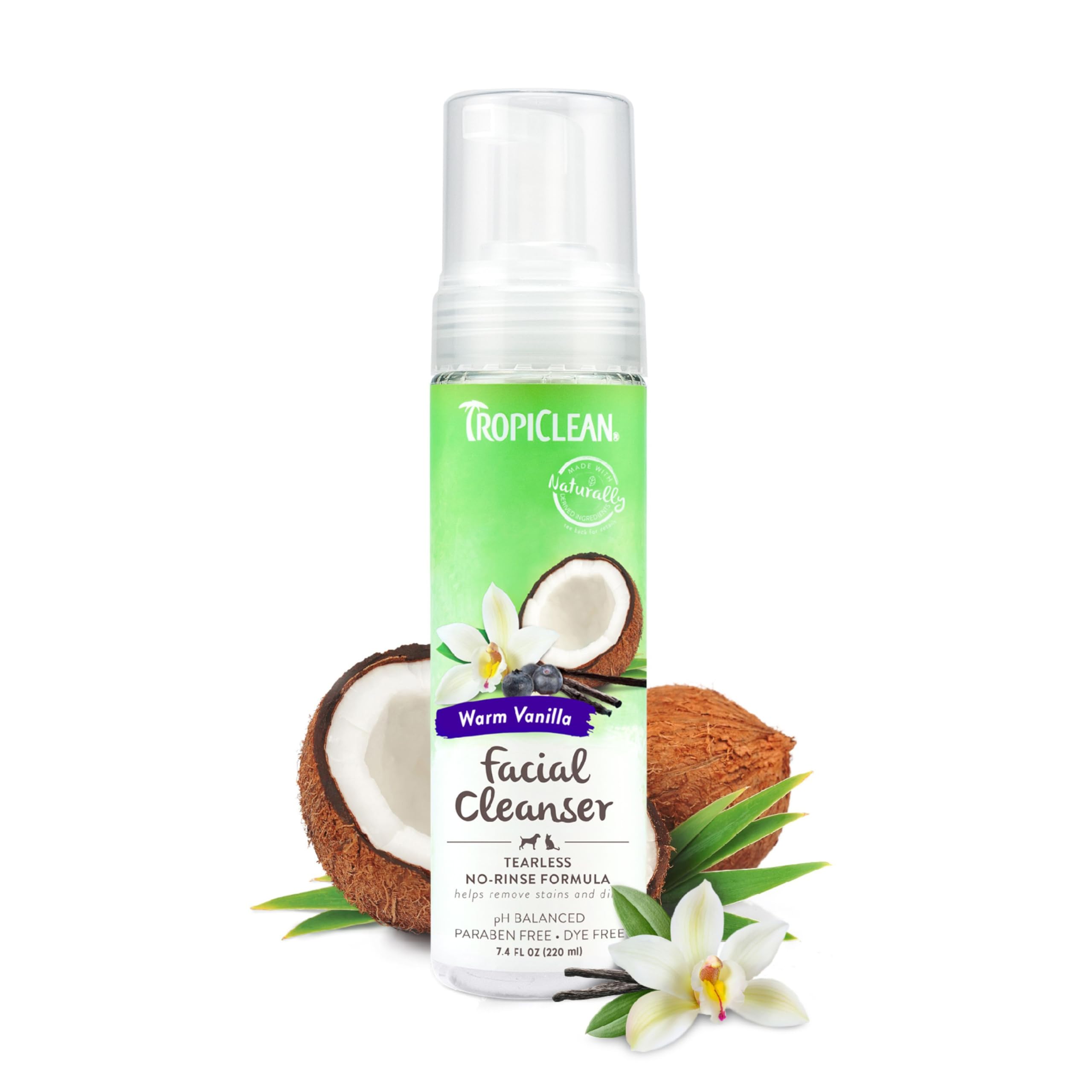 Limpiador Facial Sin Agua Tropiclean Warm Vanilla 220 Ml Para Perros - Venta Internacional.
