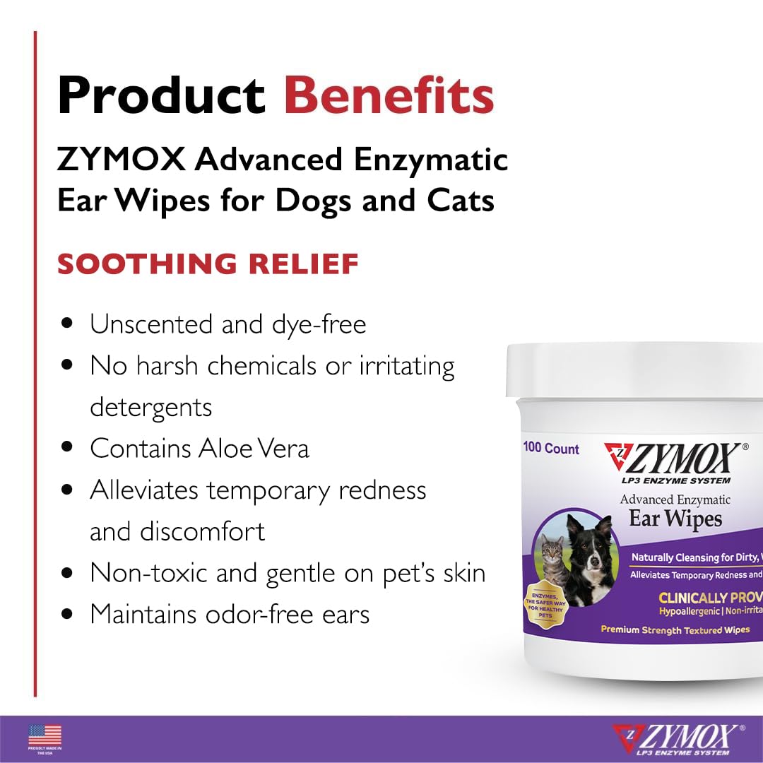 Foto 3 pulgar | Toallitas Zymox Advanced Enzymatic Para Perros Y Gatos, 100 Unidades - Venta Internacional.
