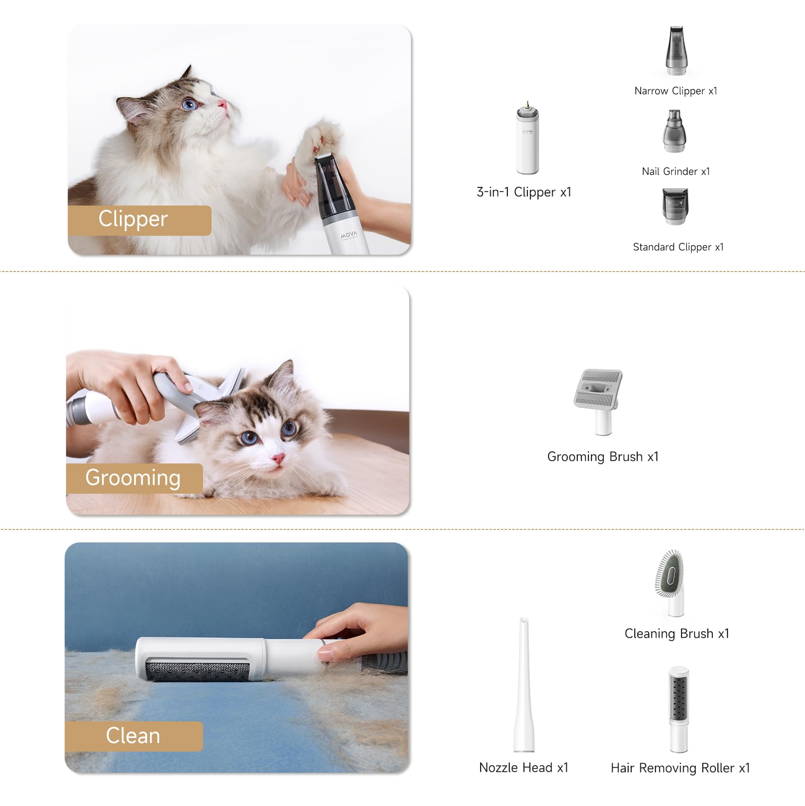 Foto 3 pulgar | Aspiradora De Aseo Para Perros Mova G1 Pro Grooming Kit Con Cortapelos Para Mascotas - Venta Internacional.