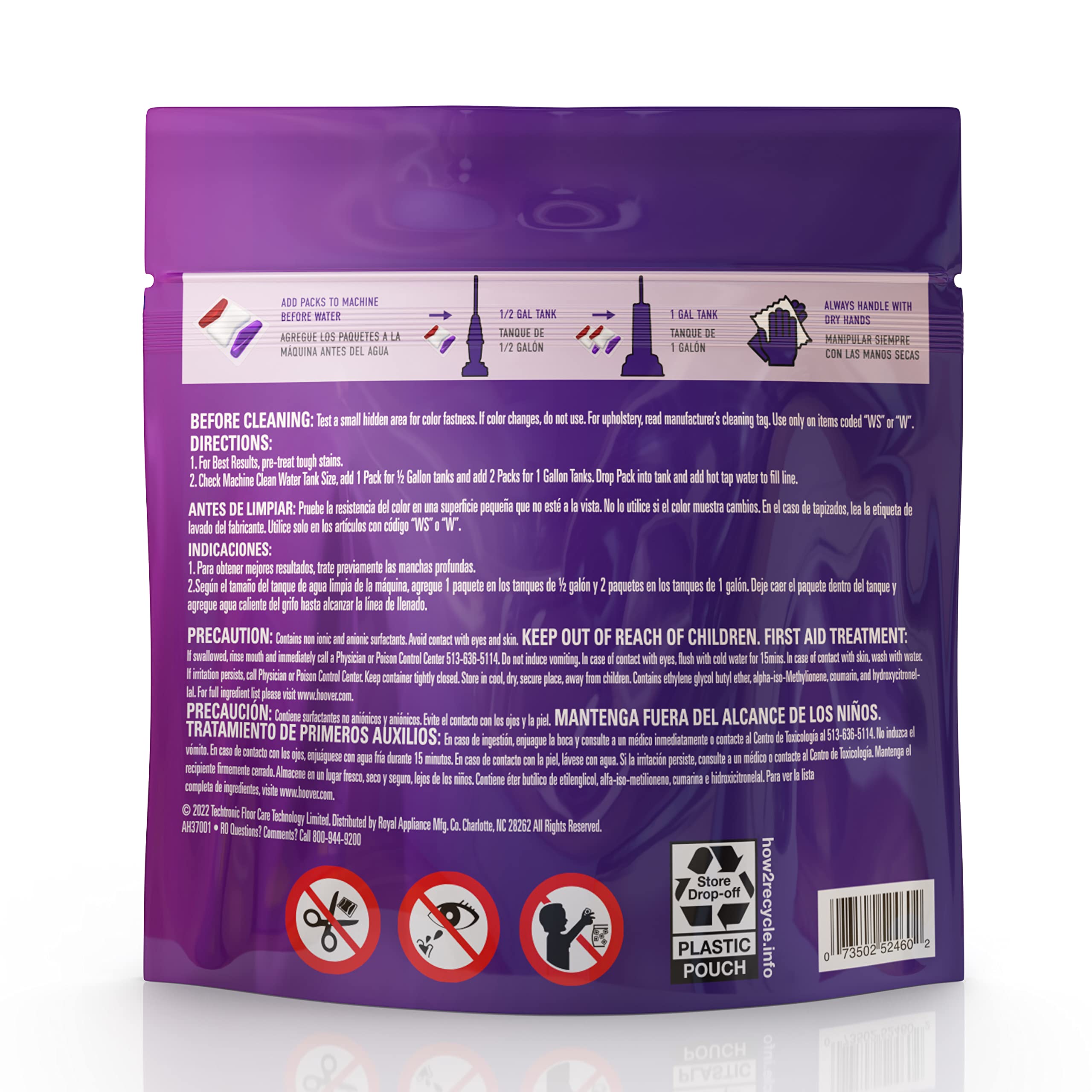 Foto 3 pulgar | Solución De Limpieza De Alfombras Hoover Paws & Claws Clean Packs - Venta Internacional.