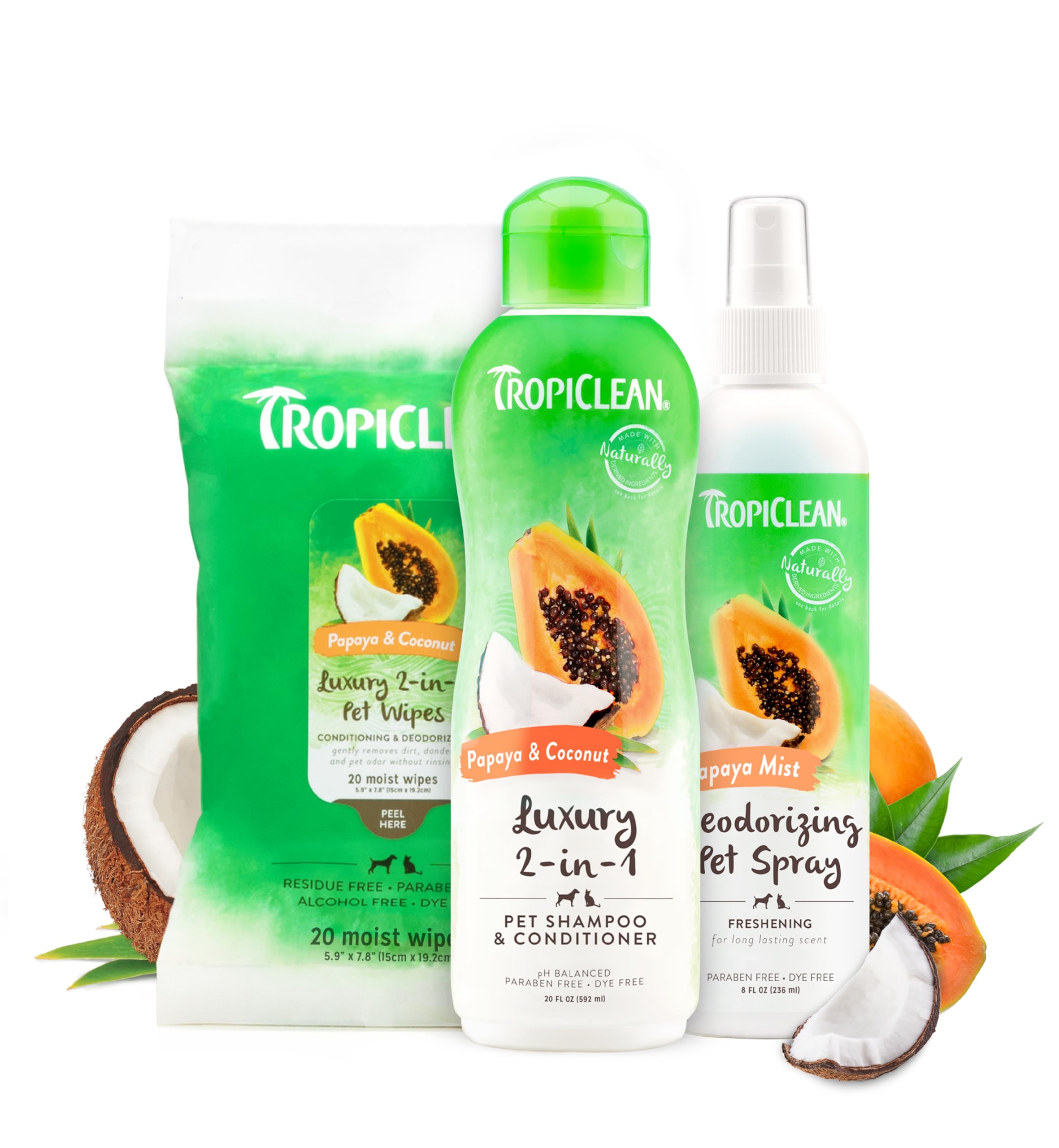 Foto 2 pulgar | Kit De Aseo Tropiclean Papaya Para Perros Con Champú, Aerosol Y Toallitas - Venta Internacional.