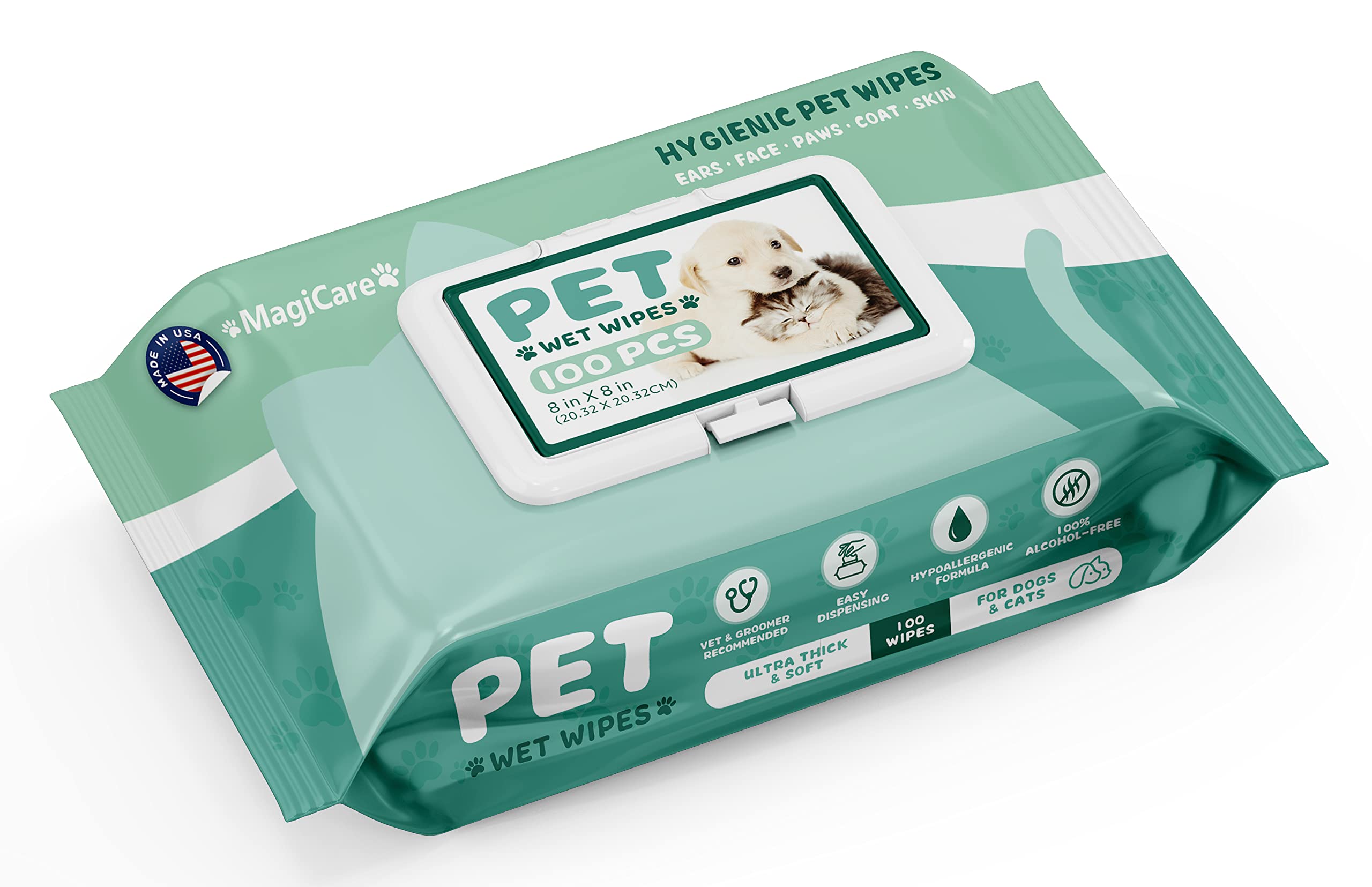 Foto 1 | Toallitas De Aseo Para Mascotas Magicare, 100 Unidades, Para Gatos Y Perros - Venta Internacional.