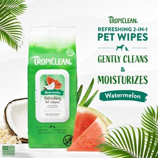 Foto 2 | Toallitas Para Mascotas Tropiclean Con Aroma A Sandía Para Perros Y Gatos, 100 Unidades - Venta Internacional.