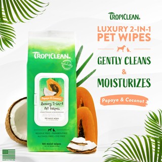Foto 2 | Toallitas Para Perros Tropiclean De Limpieza Profunda Con Papaya Y Coco, 100 Unidades - Venta Internacional.