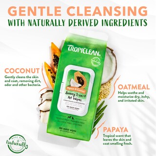 Foto 3 | Toallitas Para Perros Tropiclean De Limpieza Profunda Con Papaya Y Coco, 100 Unidades - Venta Internacional.