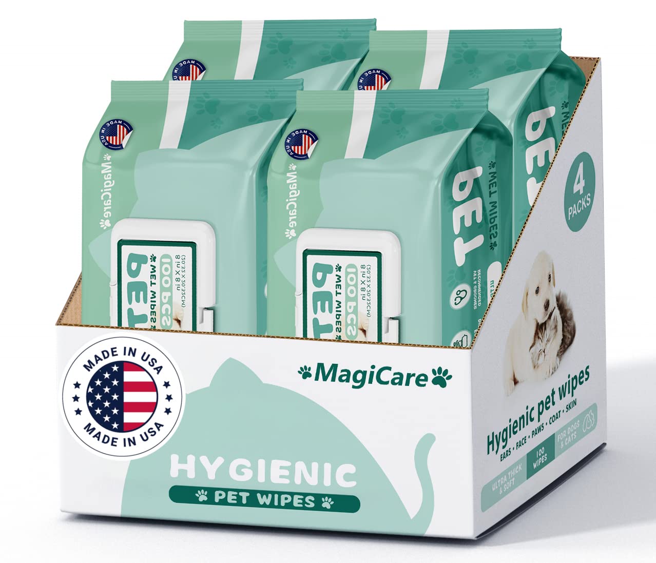 Toallitas Para Perros Magicare Para Mascotas, 400 Unidades, Para Cuerpo, Orejas Y Cara - Venta Internacional.