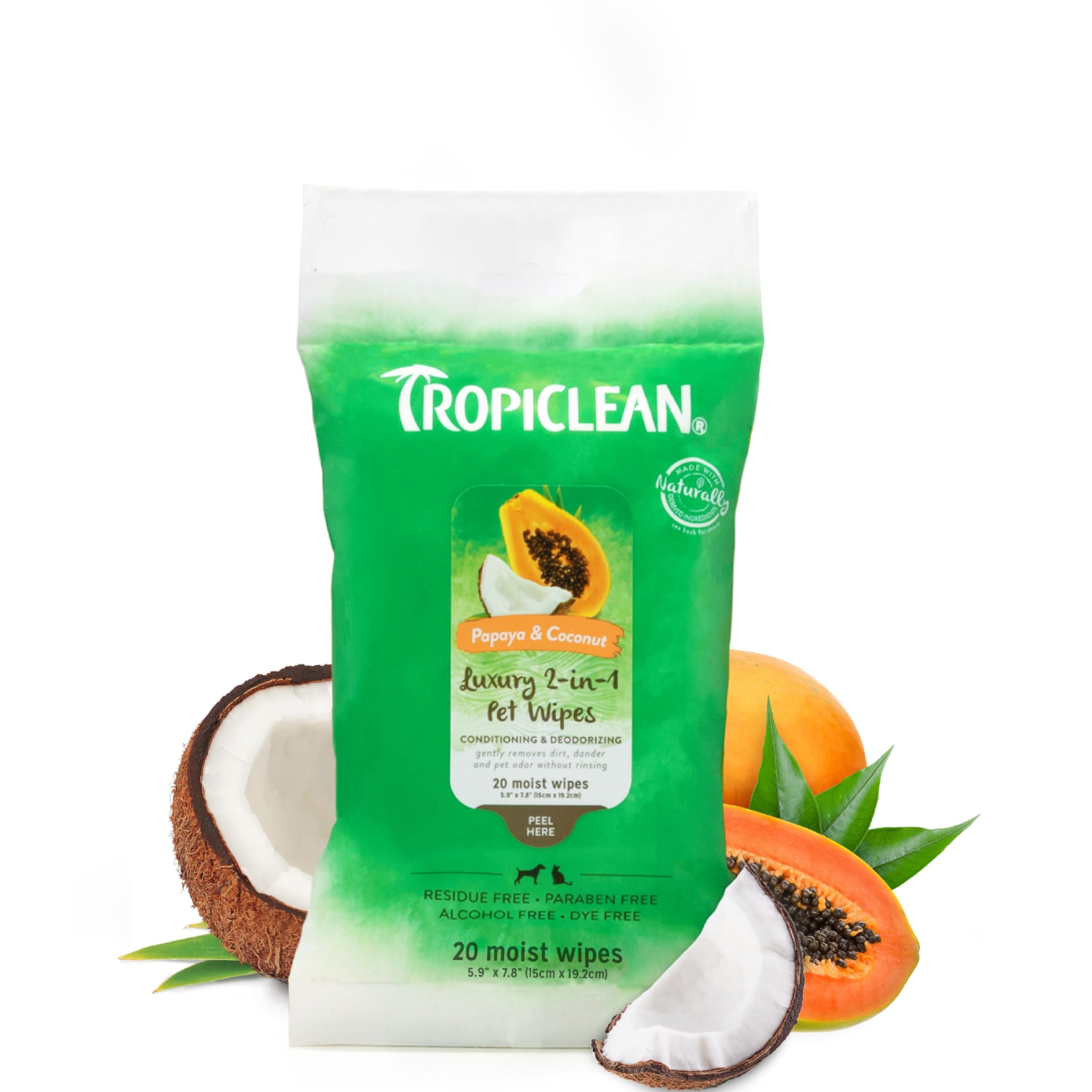 Foto 2 pulgar | Toallitas Para Perros Tropiclean De Limpieza Profunda Con Papaya Y Coco, 20 Unidades - Venta Internacional.