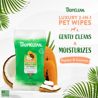 Foto 2 | Toallitas Para Perros Tropiclean De Limpieza Profunda Con Papaya Y Coco, 20 Unidades - Venta Internacional.