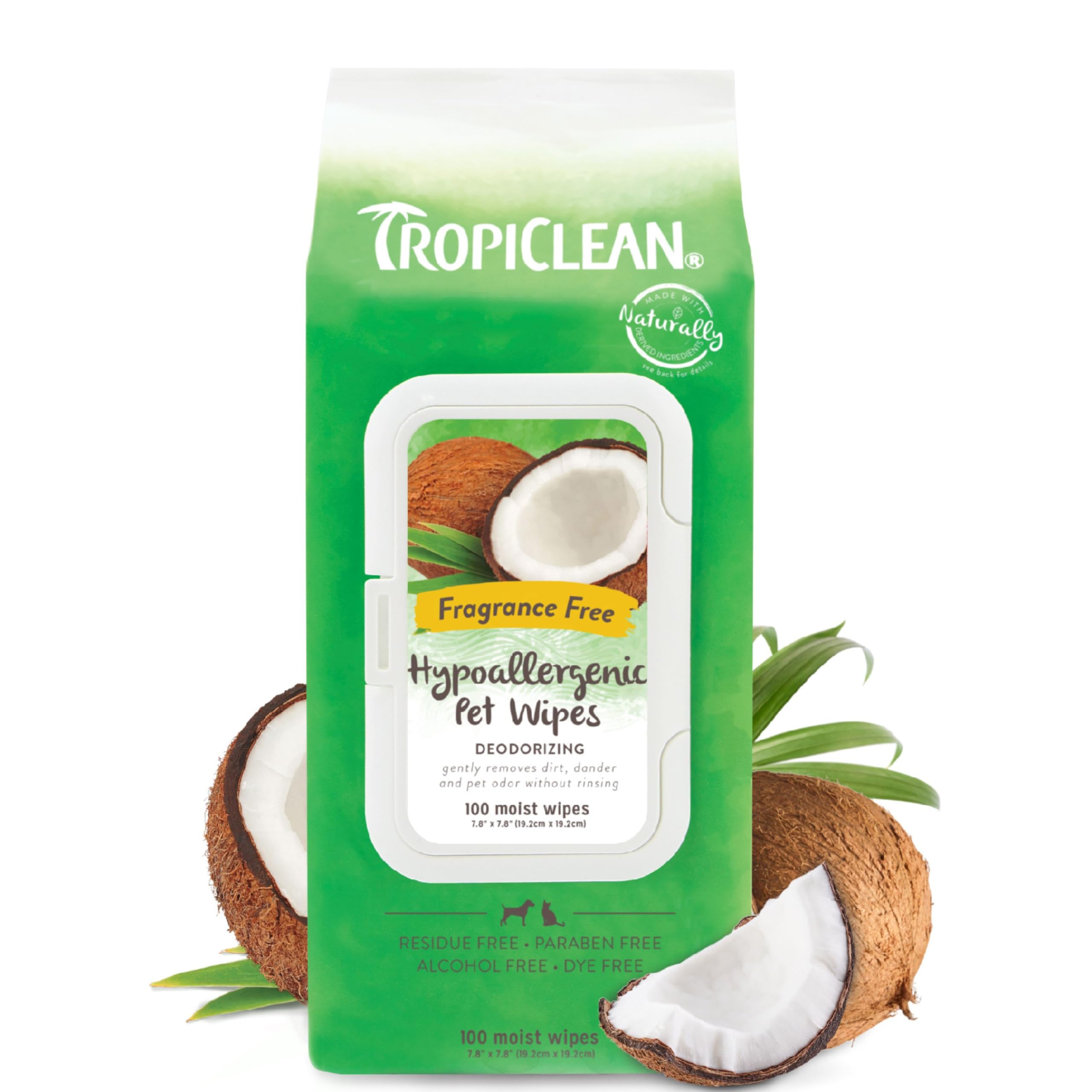 Toallitas Húmedas para Perros Tropiclean Hipoalergénicas para Patas y Glúteos 100 Unidades - Venta Internacional