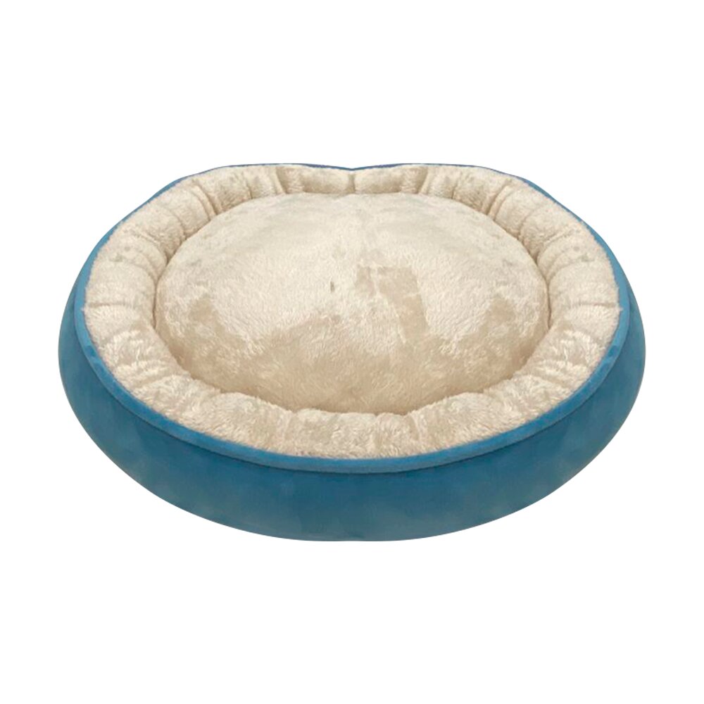 Cama Circular para Mascota con Borrega Chica color Azul con Goma Antiderrapante