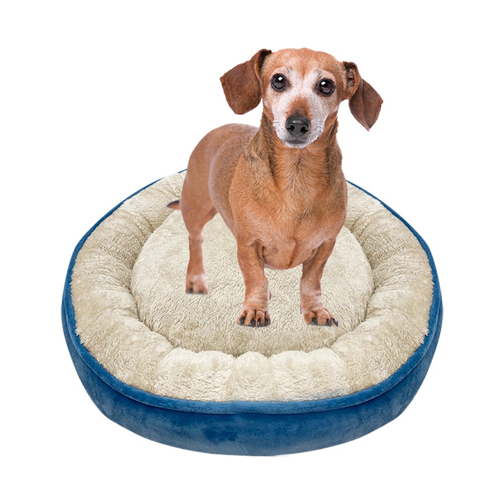 Foto 4 pulgar | Cama Circular para Mascota con Borrega Chica color Azul con Goma Antiderrapante