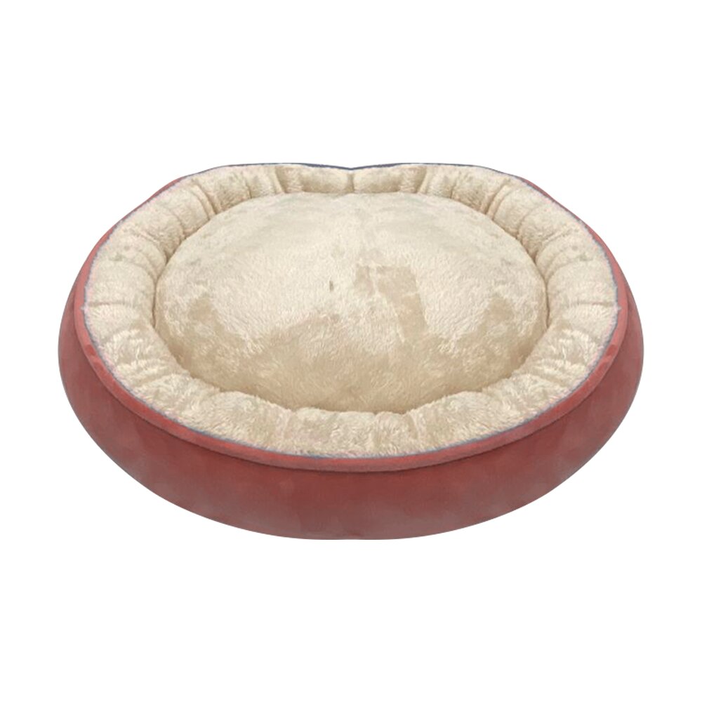 Cama Circular para Mascota con Borrega Mediana color Rosa con Goma Antiderrapante