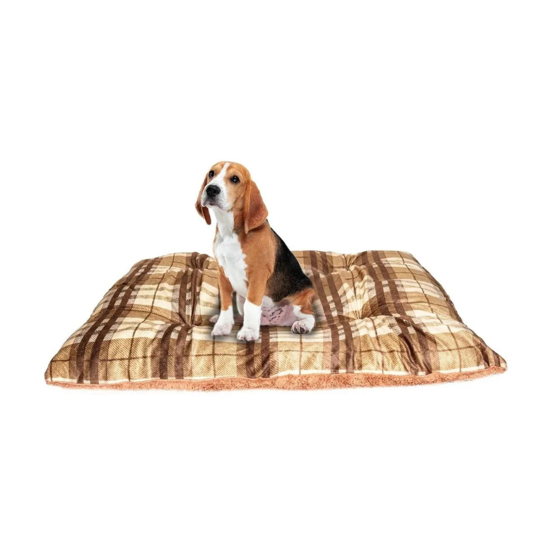 Cama Para Mascota Doble Vista Comfort Cuadros Café