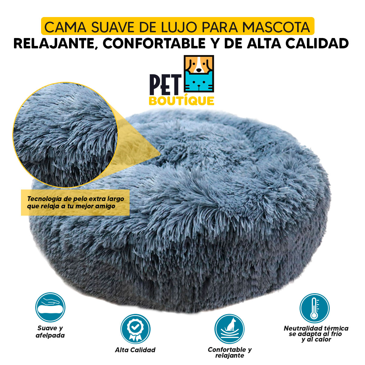 Foto 3 pulgar | Cama para Mascotas, Perro, Gato Tv Ofertas Pet Boutique Ocre, única con cierre, Desmontable, fácil retiro de fund