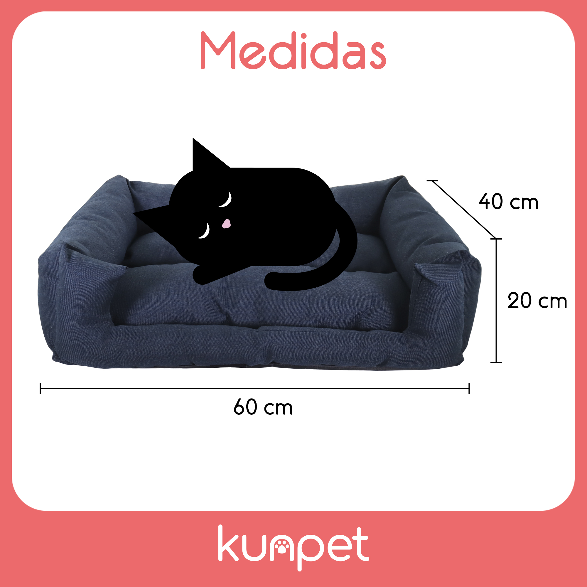 Foto 4 pulgar | Cama para Mascota con Doble Vista Kunpet 60 x 40 cm color Azul