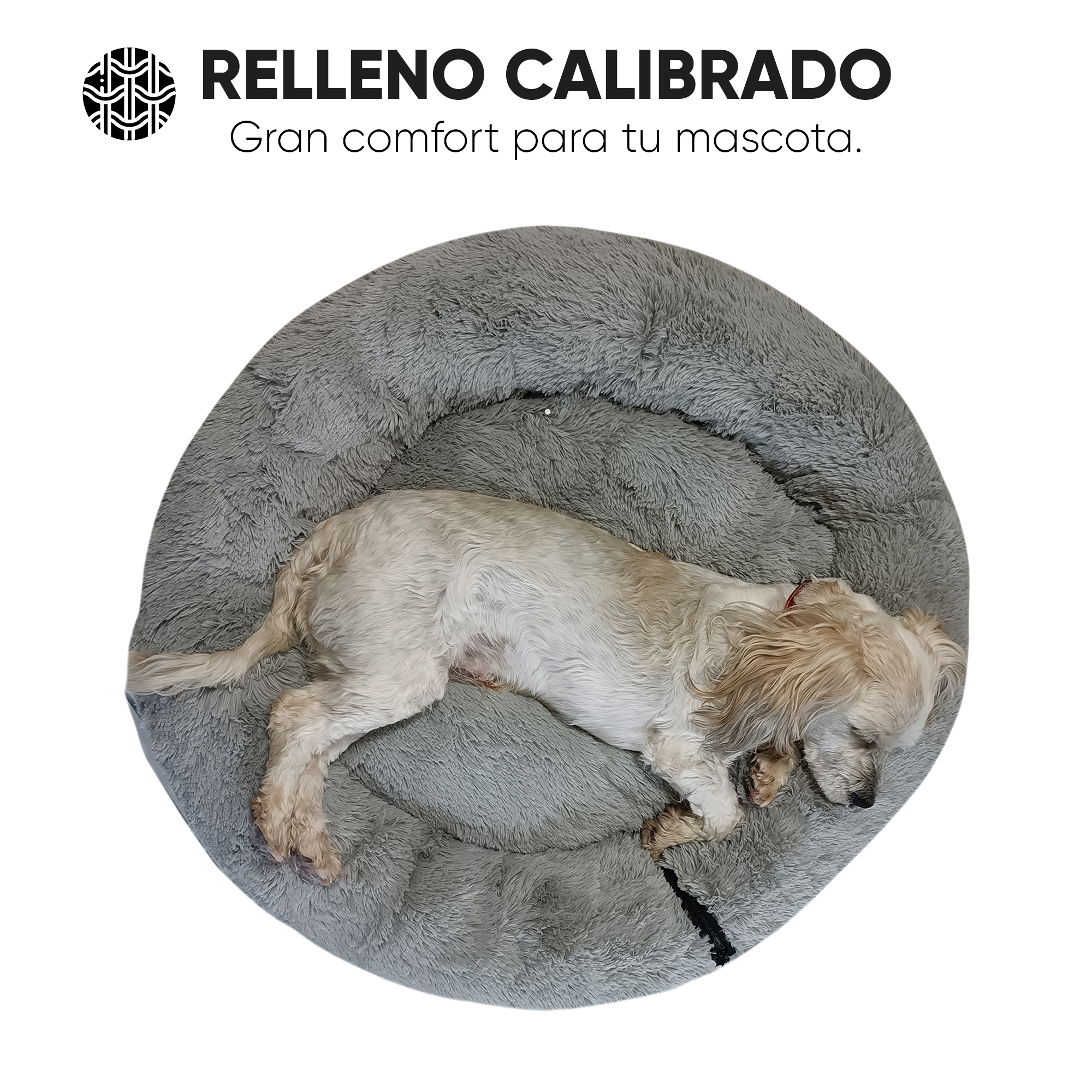 Foto 5 pulgar | Cama para Mascotas Lunics color Gris Grande Confortable Antiestrés