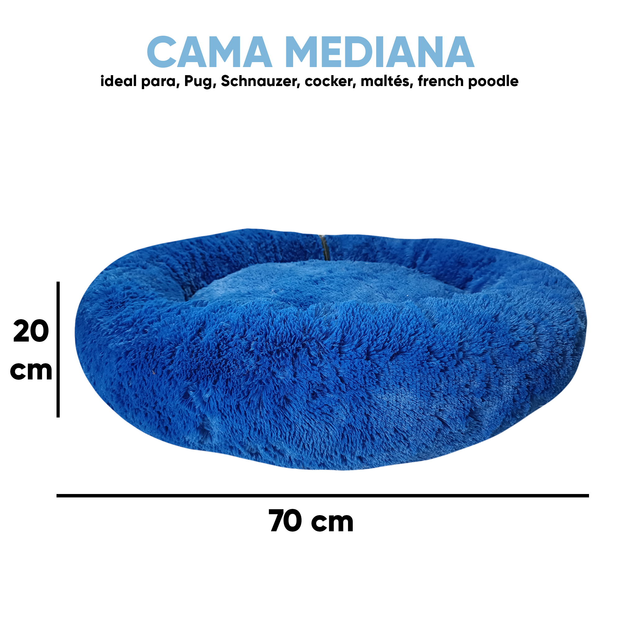 Foto 6 pulgar | Cama para Mascotas Lunics color Azul Mediana Confortable Antiestrés