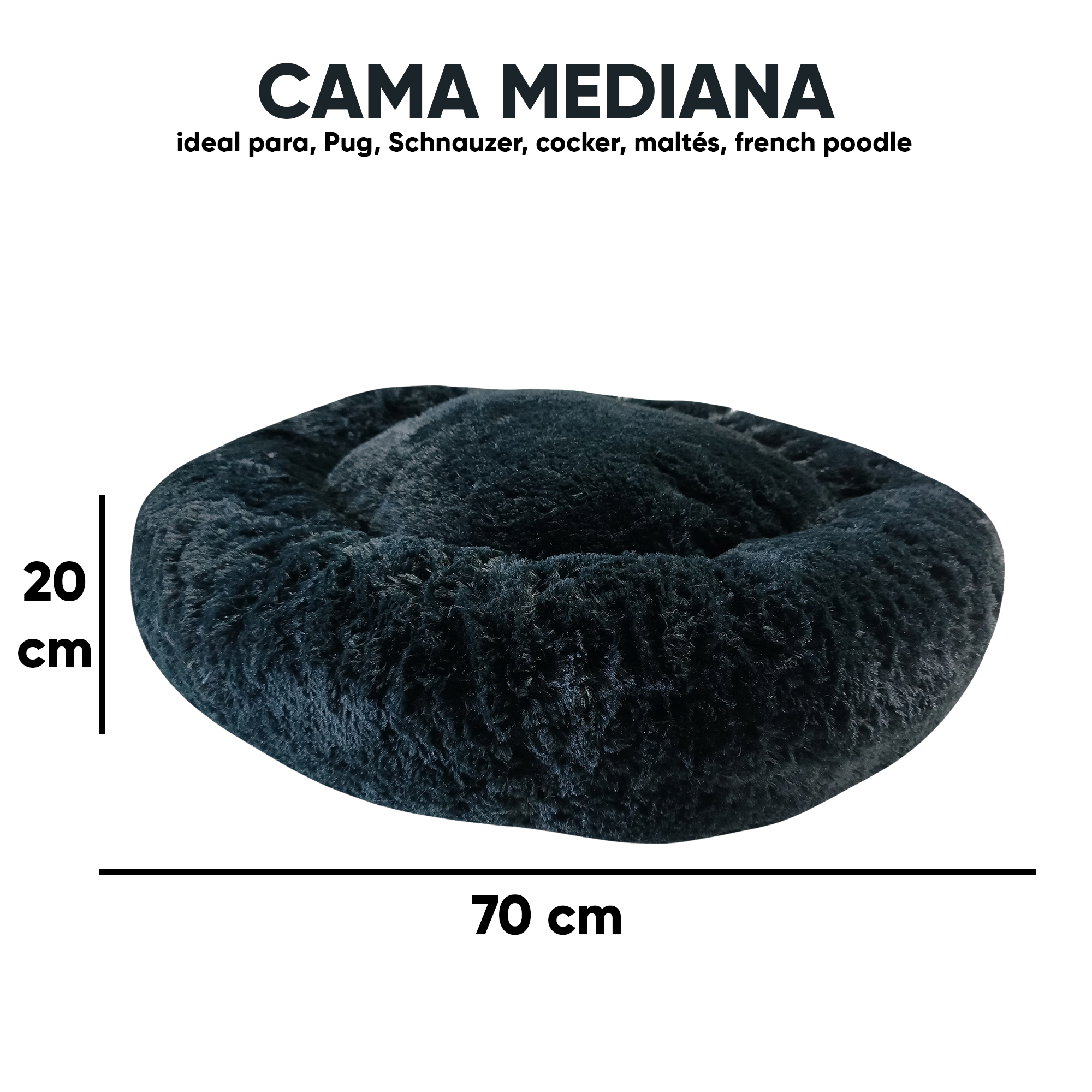 Foto 6 pulgar | Cama para Mascotas Lunics color Negro Mediana Confortable Antiestrés