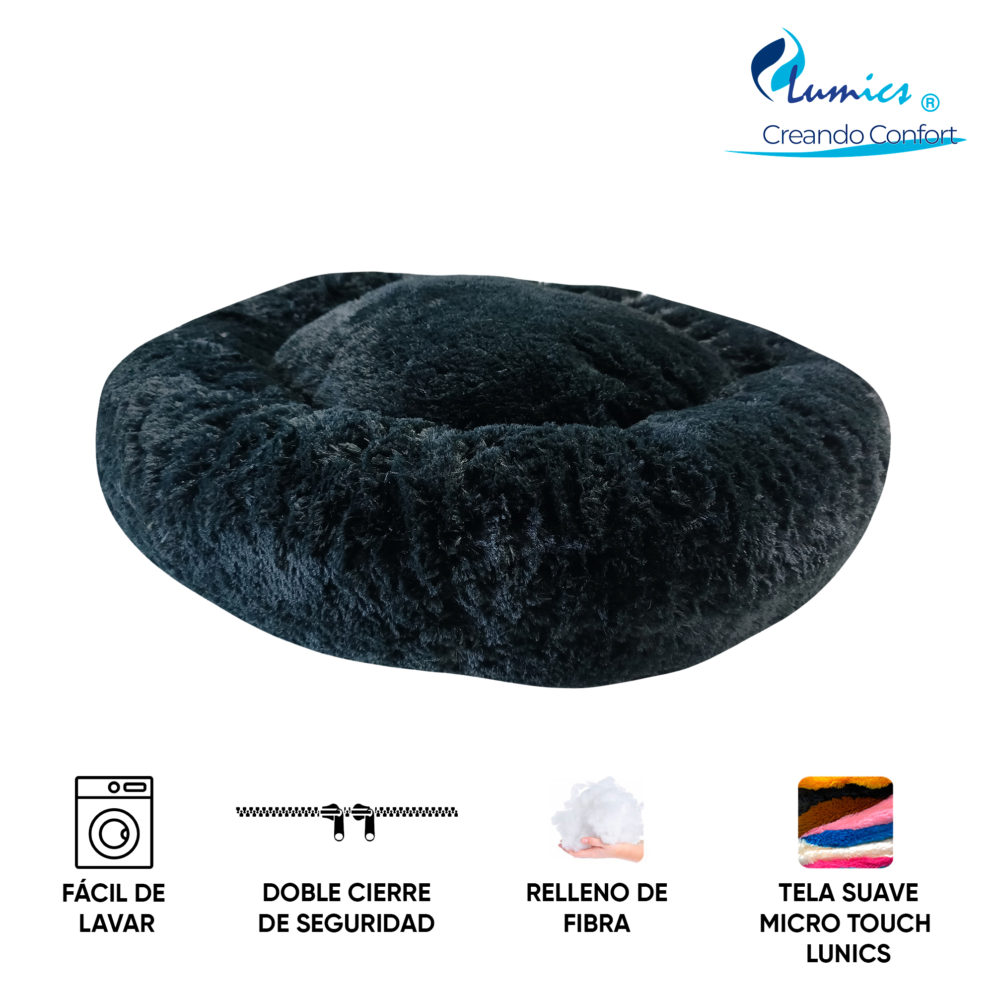 Foto 7 pulgar | Cama para Mascotas Lunics color Negro Mediana Confortable Antiestrés