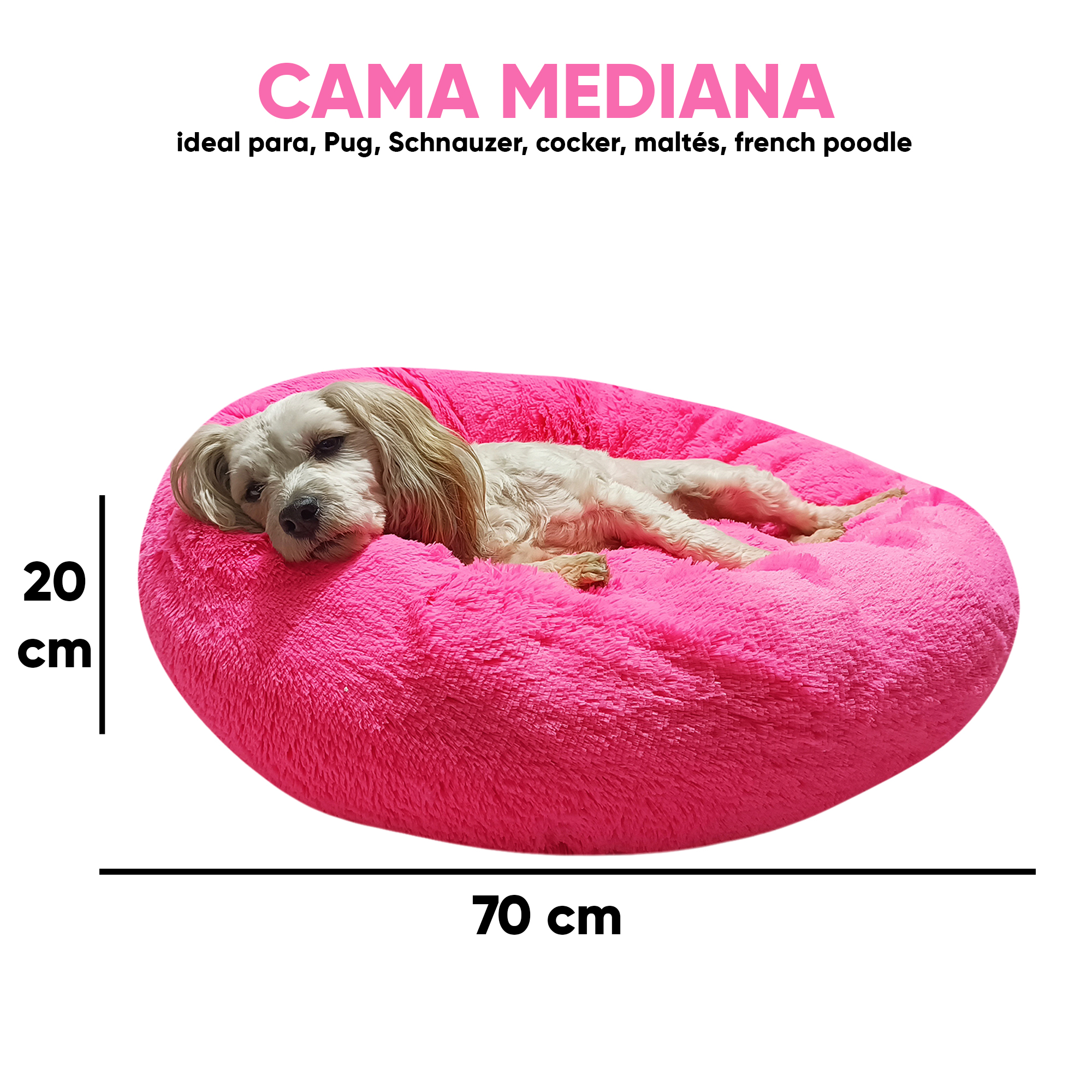 Foto 6 pulgar | Cama para Mascotas Lunics color Rosa Mediana Confortable Antiestrés