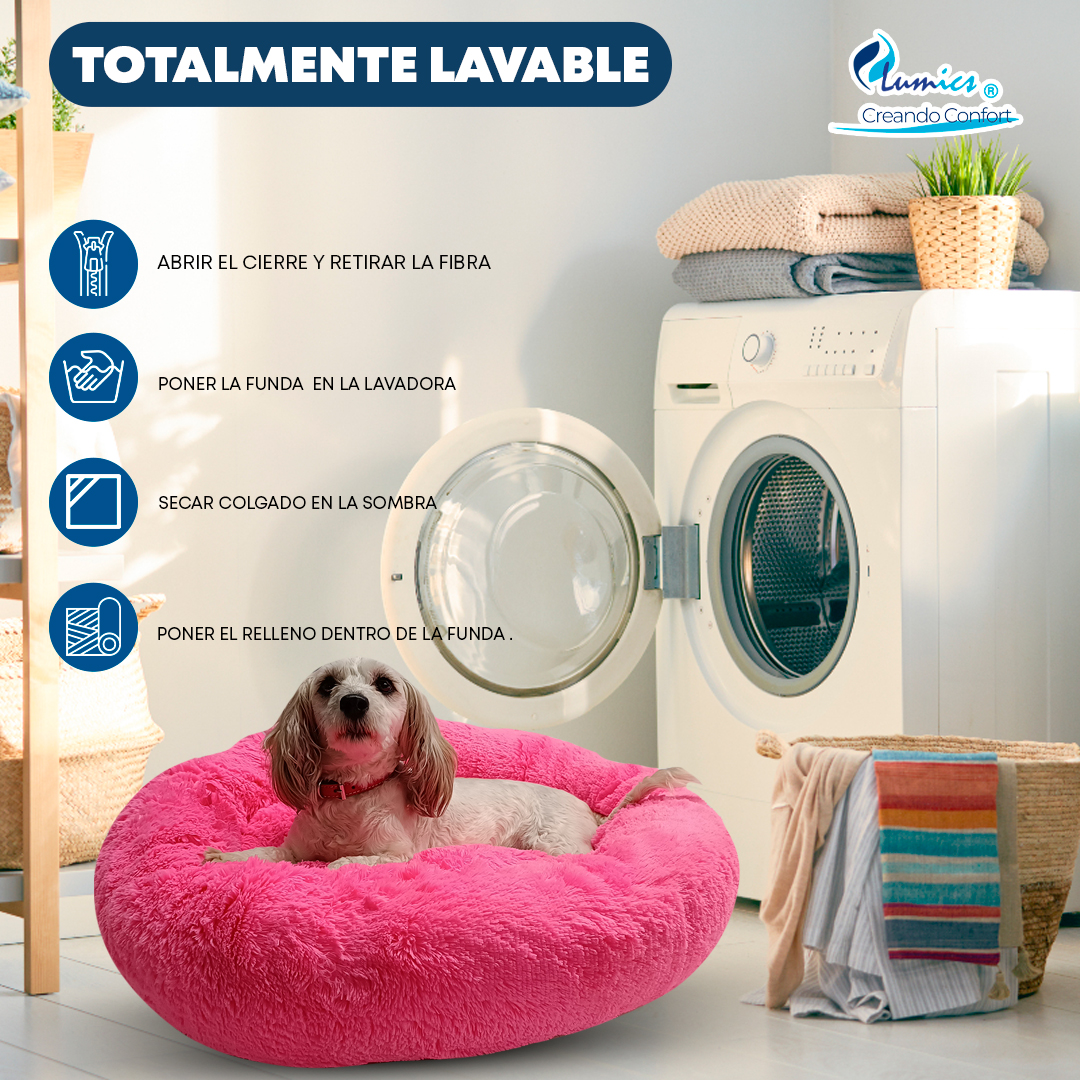 Foto 8 pulgar | Cama para Mascotas Lunics color Rosa Mediana Confortable Antiestrés