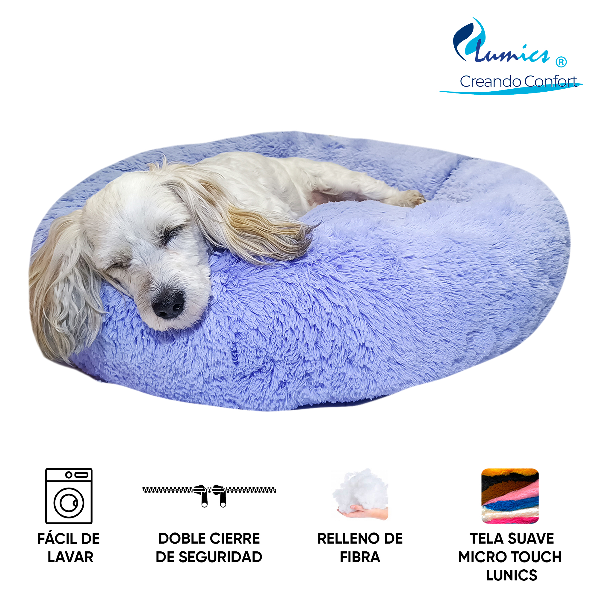 Foto 7 pulgar | Cama para Mascotas Lunics color Púrpura Chica Confortable Antiestrés