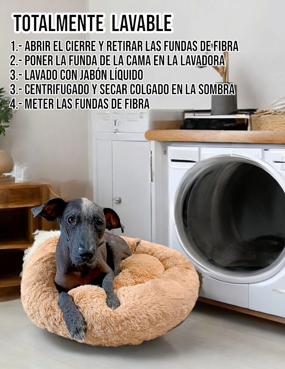 Foto 8 pulgar | Cama para Mascotas Lunics color Beige Jumbo Plus Confortable Antiestrés