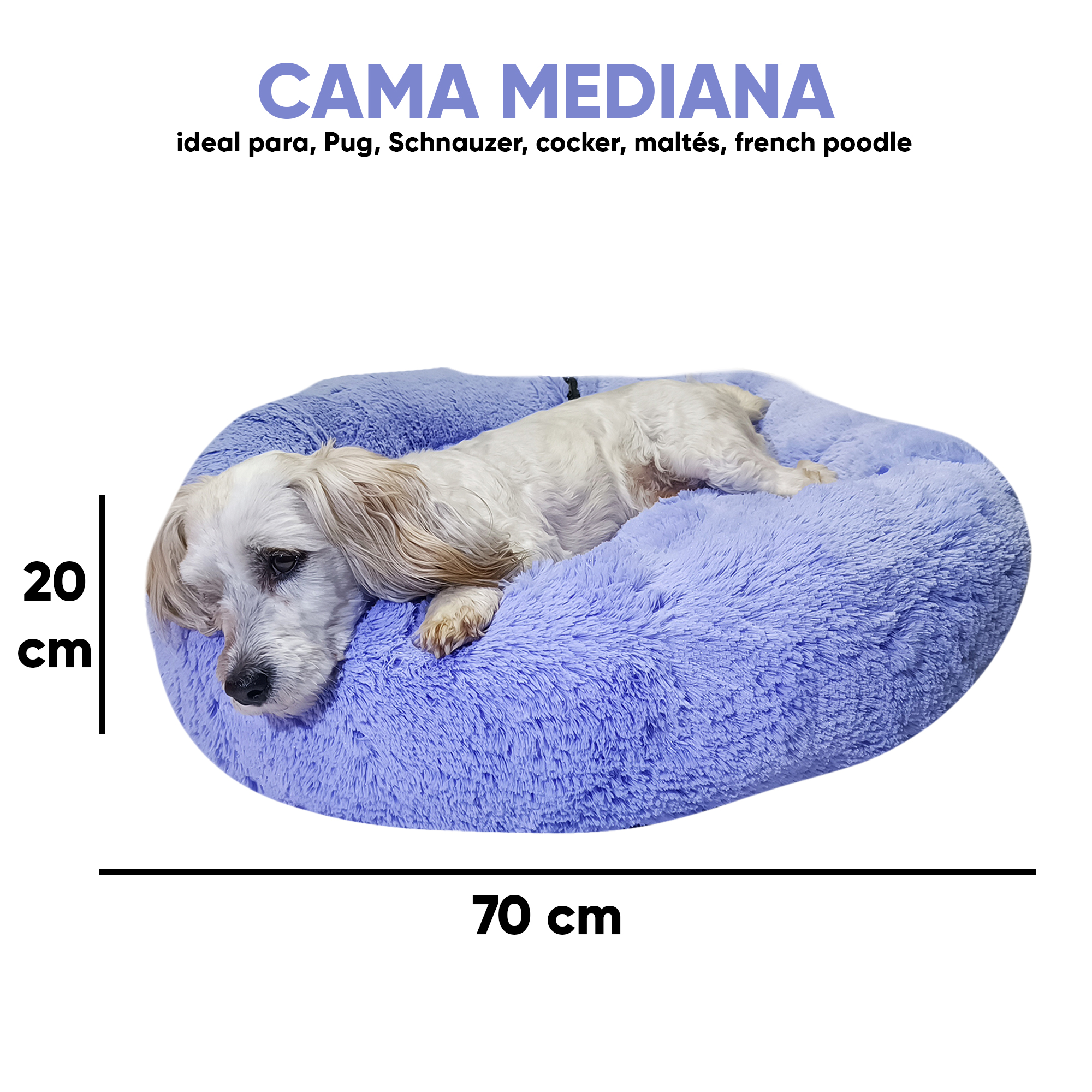 Foto 6 pulgar | Cama para Mascotas Lunics color Púrpura Mediana Confortable Antiestrés