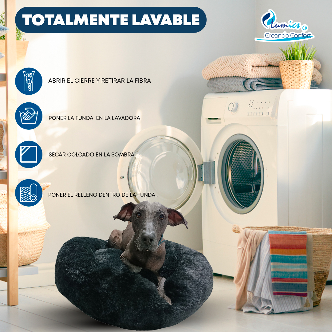 Foto 8 pulgar | Cama para Mascotas Lunics color Negro Jumbo Confortable Antiestrés