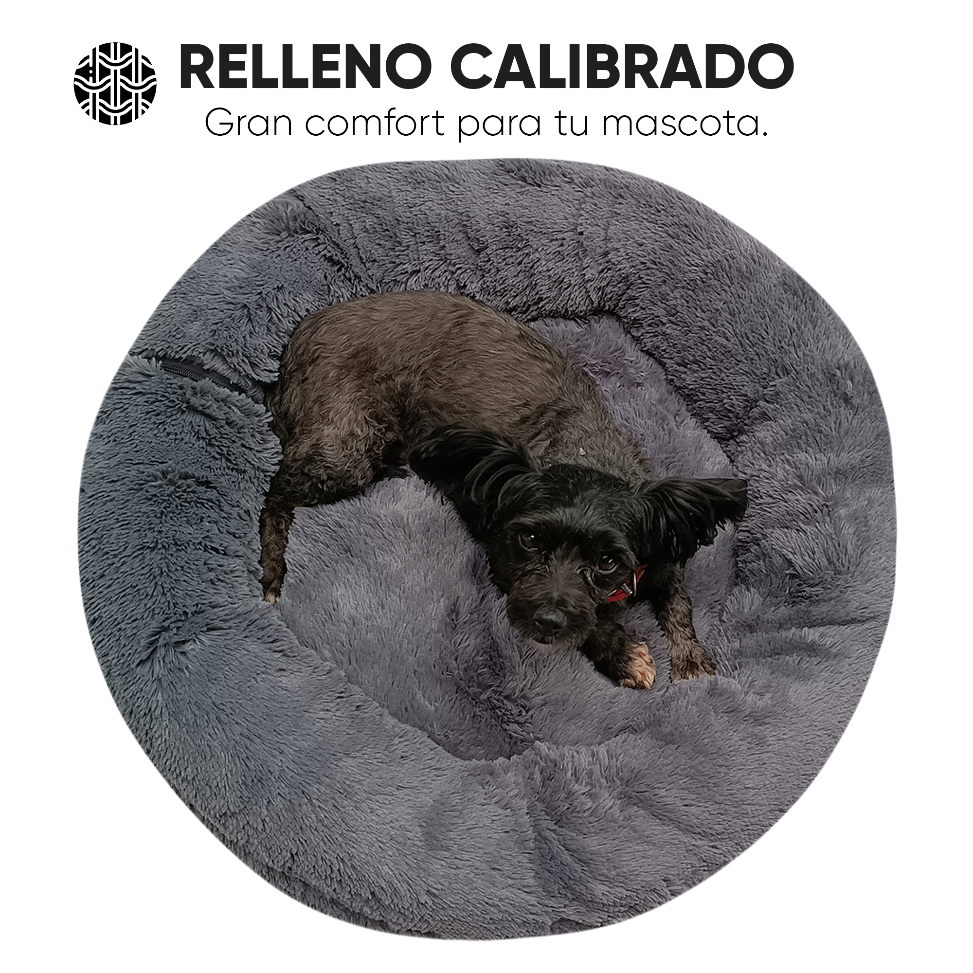 Foto 5 pulgar | Cama para Mascotas Lunics color Gris Grande Confortable Antiestrés