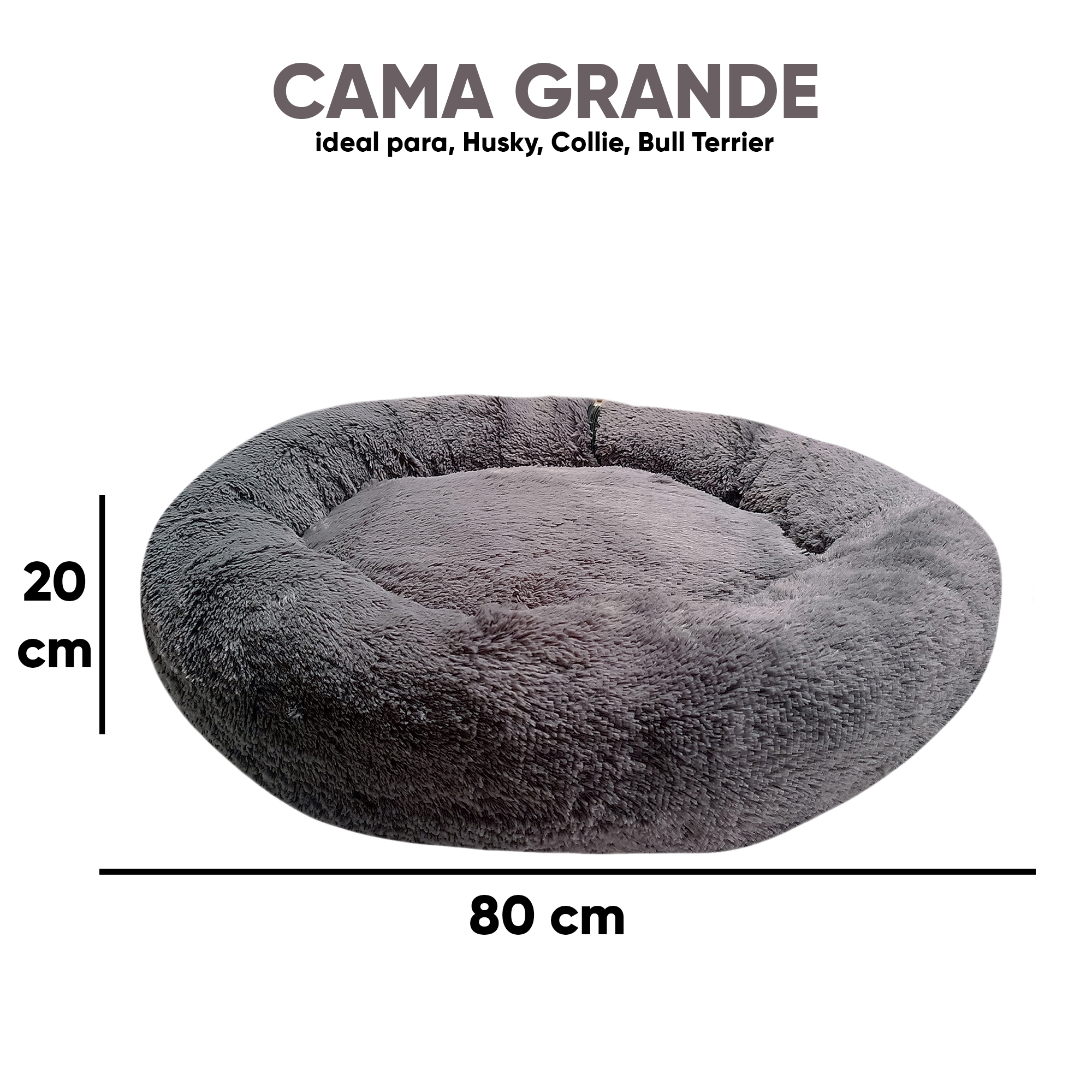 Foto 6 pulgar | Cama para Mascotas Lunics color Gris Grande Confortable Antiestrés