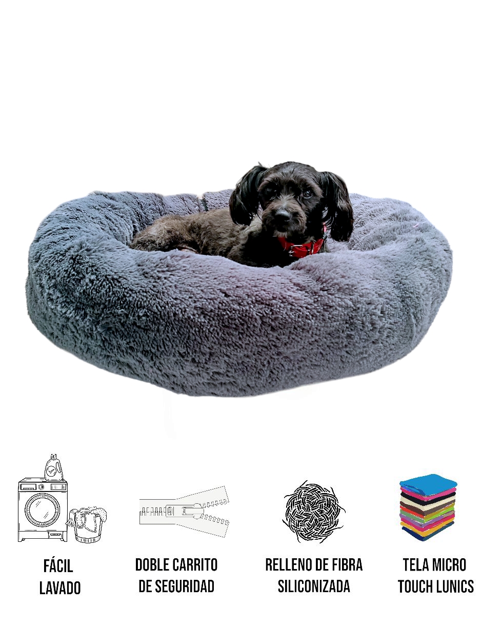Foto 7 pulgar | Cama para Mascotas Lunics color Gris Grande Confortable Antiestrés