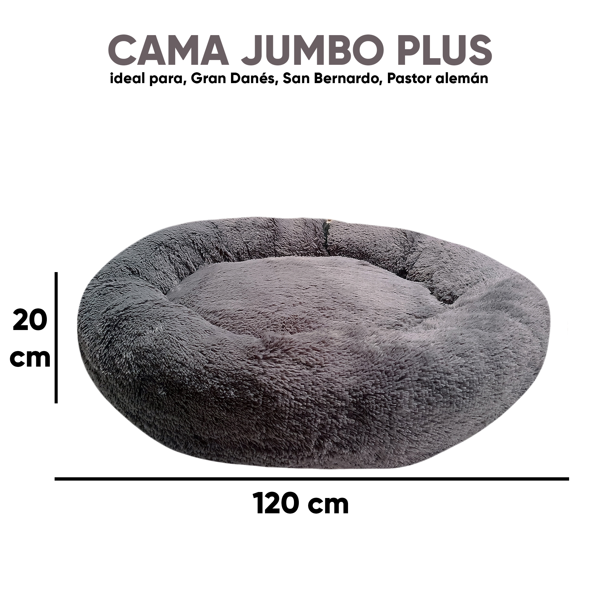 Foto 6 pulgar | Cama para Mascotas Lunics color Gris Jumbo Plus Confortable Antiestrés