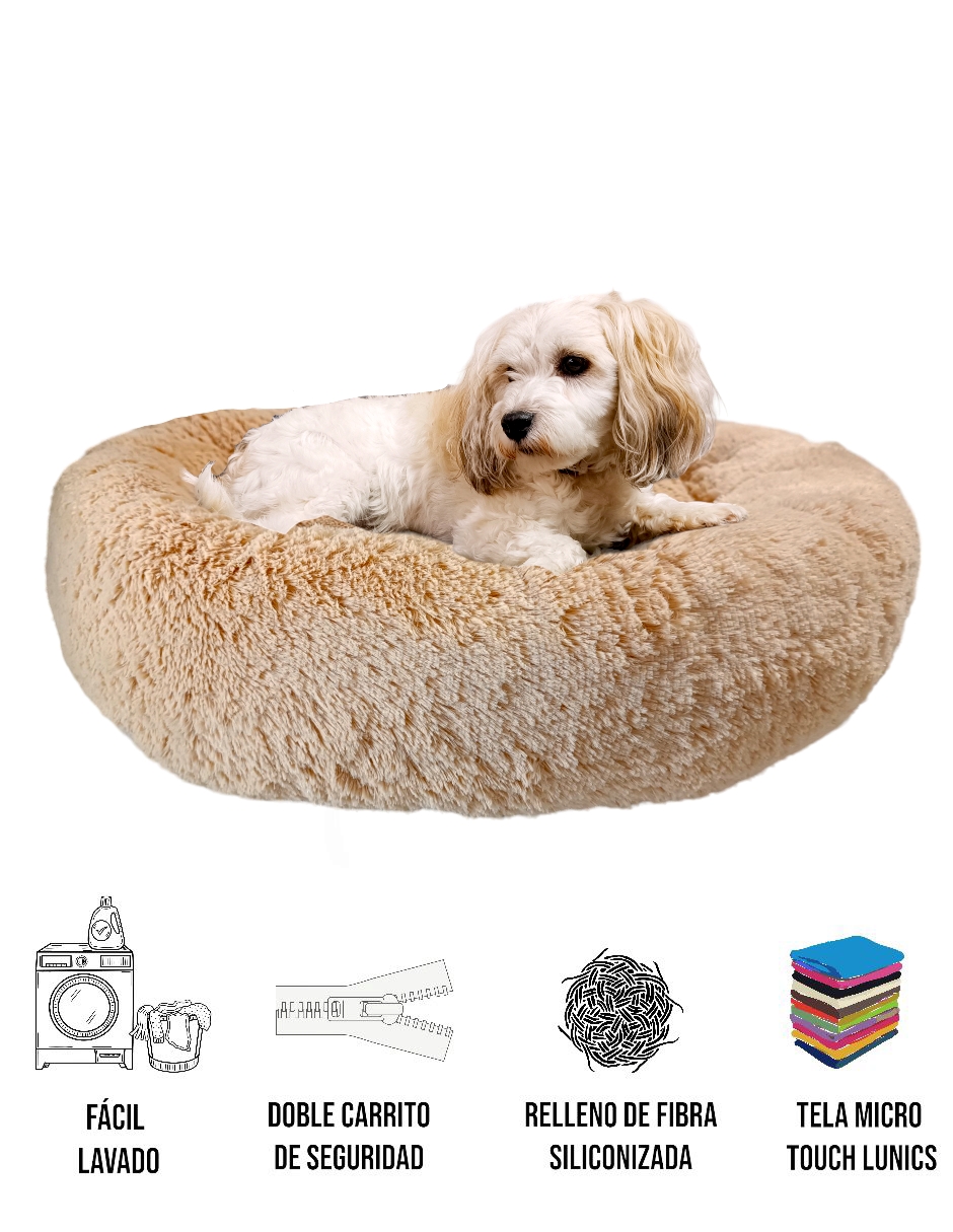 Foto 7 pulgar | Cama para Mascotas Lunics color Beige Mediana Confortable Antiestrés