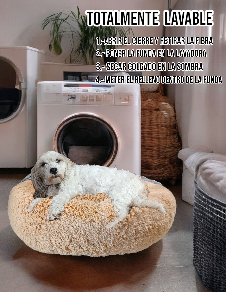 Foto 8 pulgar | Cama para Mascotas Lunics color Beige Mediana Confortable Antiestrés