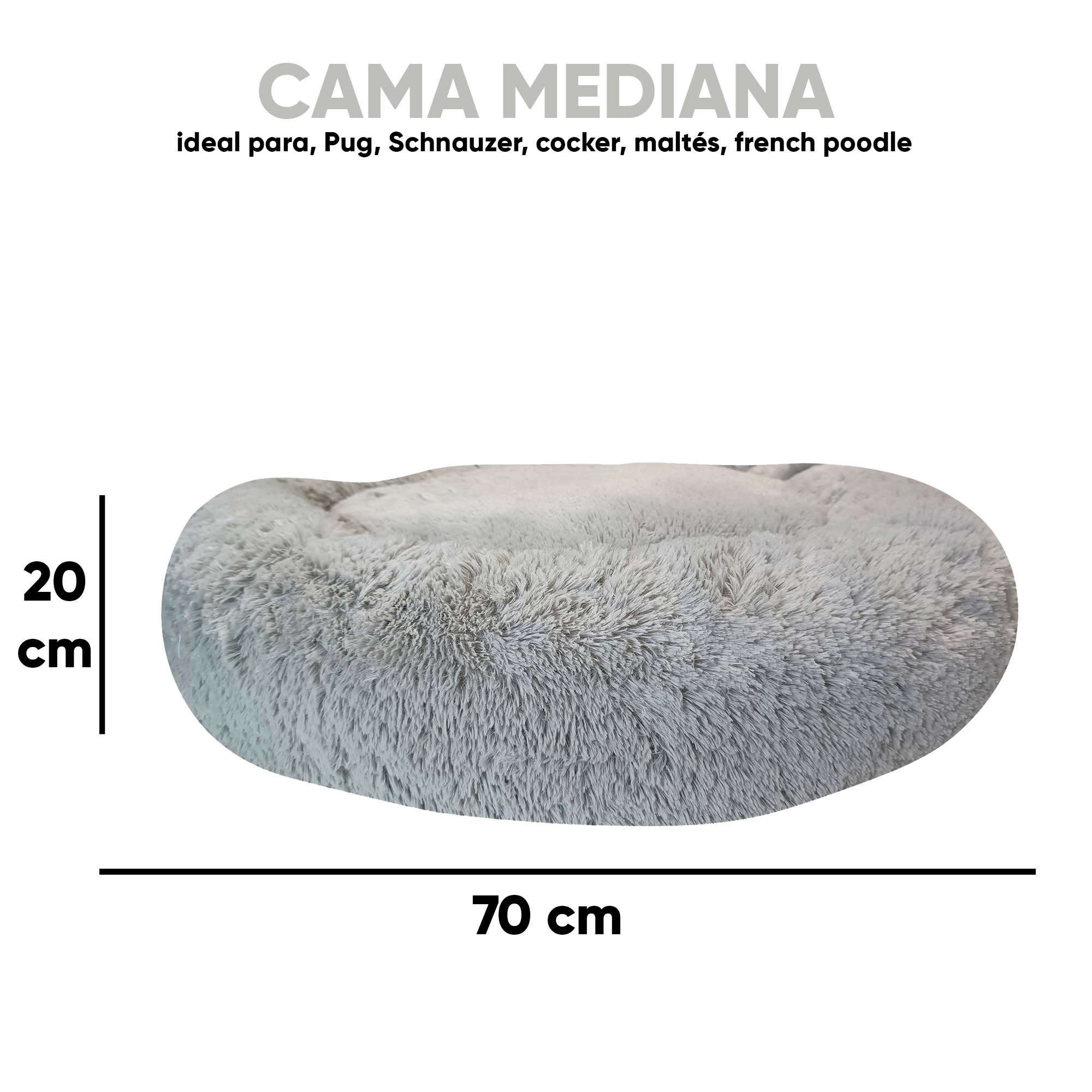 Foto 6 pulgar | Cama para Mascotas Lunics color Gris Mediana Confortable Antiestrés Para Perro