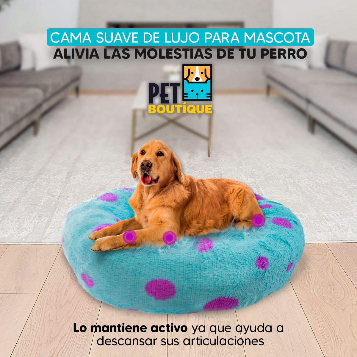 Foto 7 pulgar | Cama para Mascota Monster color Azul Mediana con Base Antideslizante