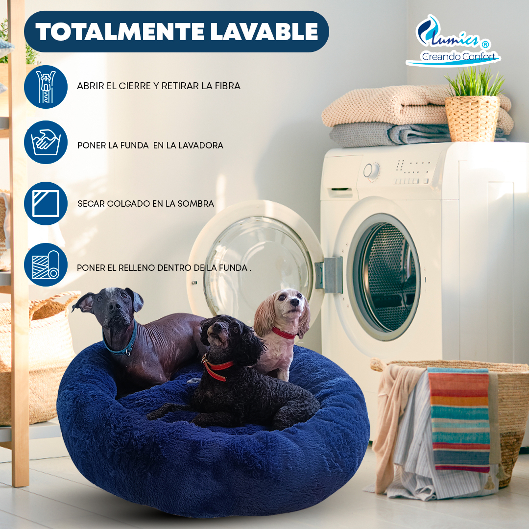Foto 7 pulgar | Cama Antiestrés Lunics CA-ANCHAZM color Azul Marino Chica