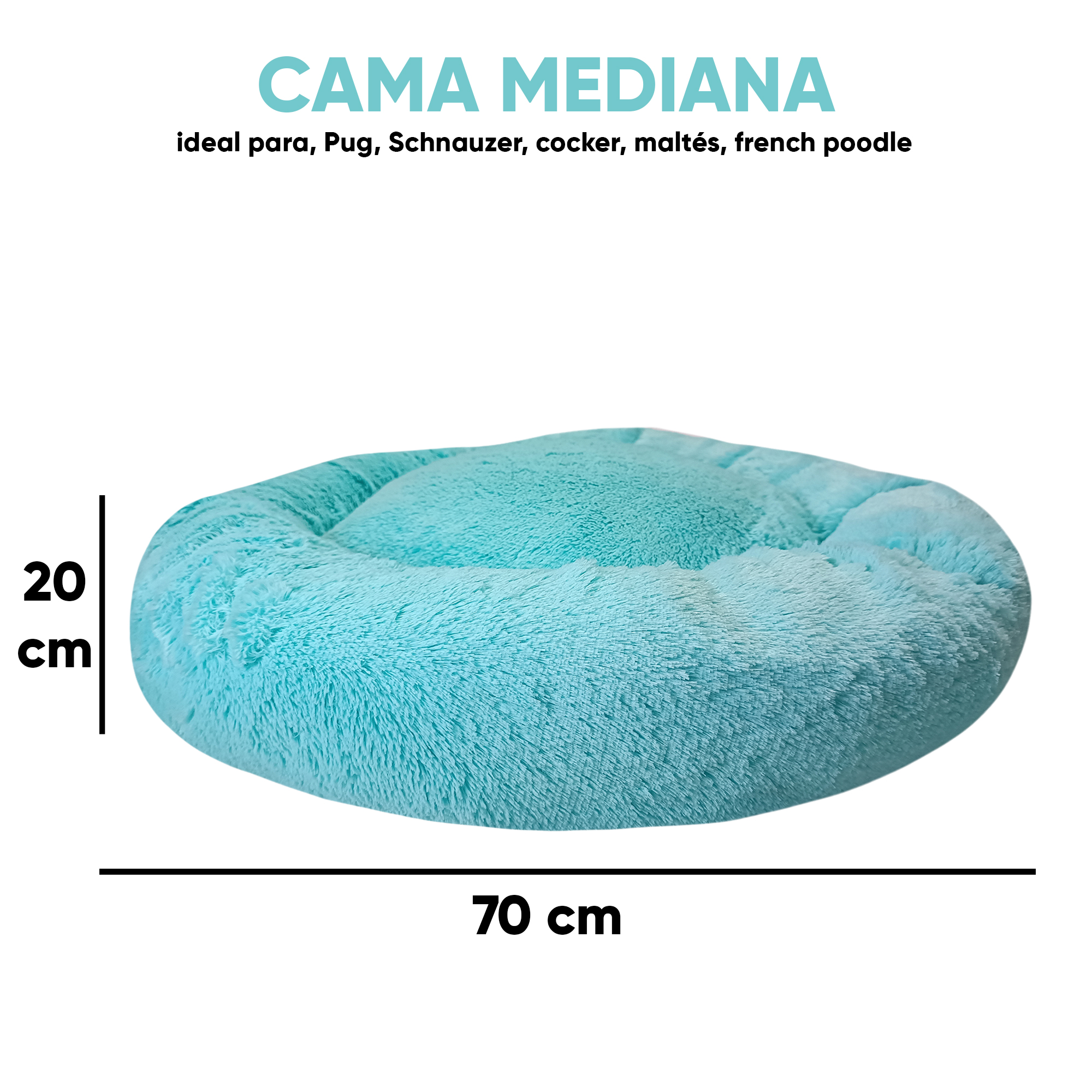 Foto 4 pulgar | Cama Antiestrés Lunics CA-ANMDAQ color Aqua Mediana