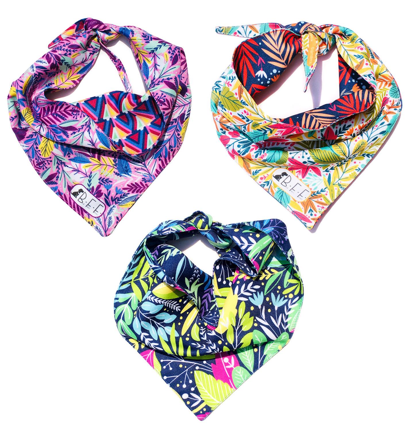 Bandanas Para Perros Set De 3 Piezas Talla Mediana - Botanical