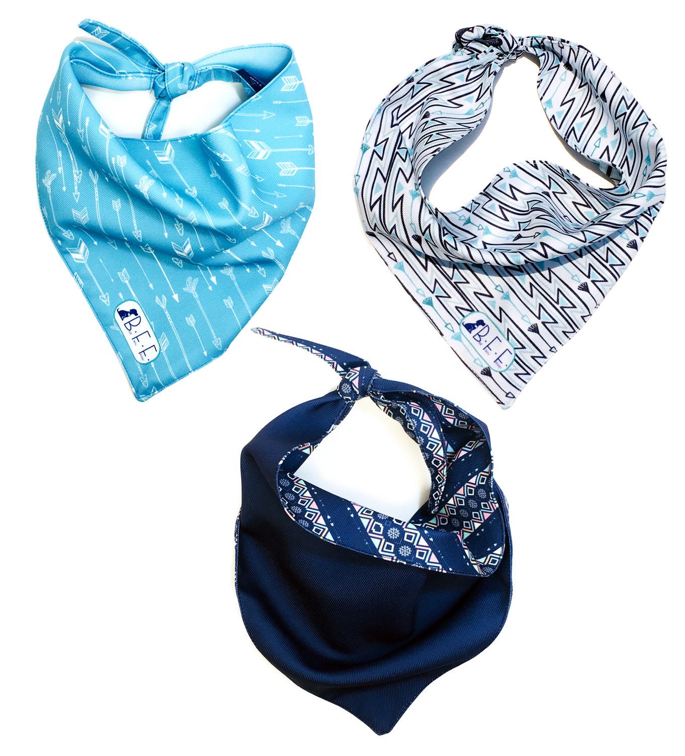 Bandanas Para Perros Set De 3 Piezas Talla Grande - Tribal Azul